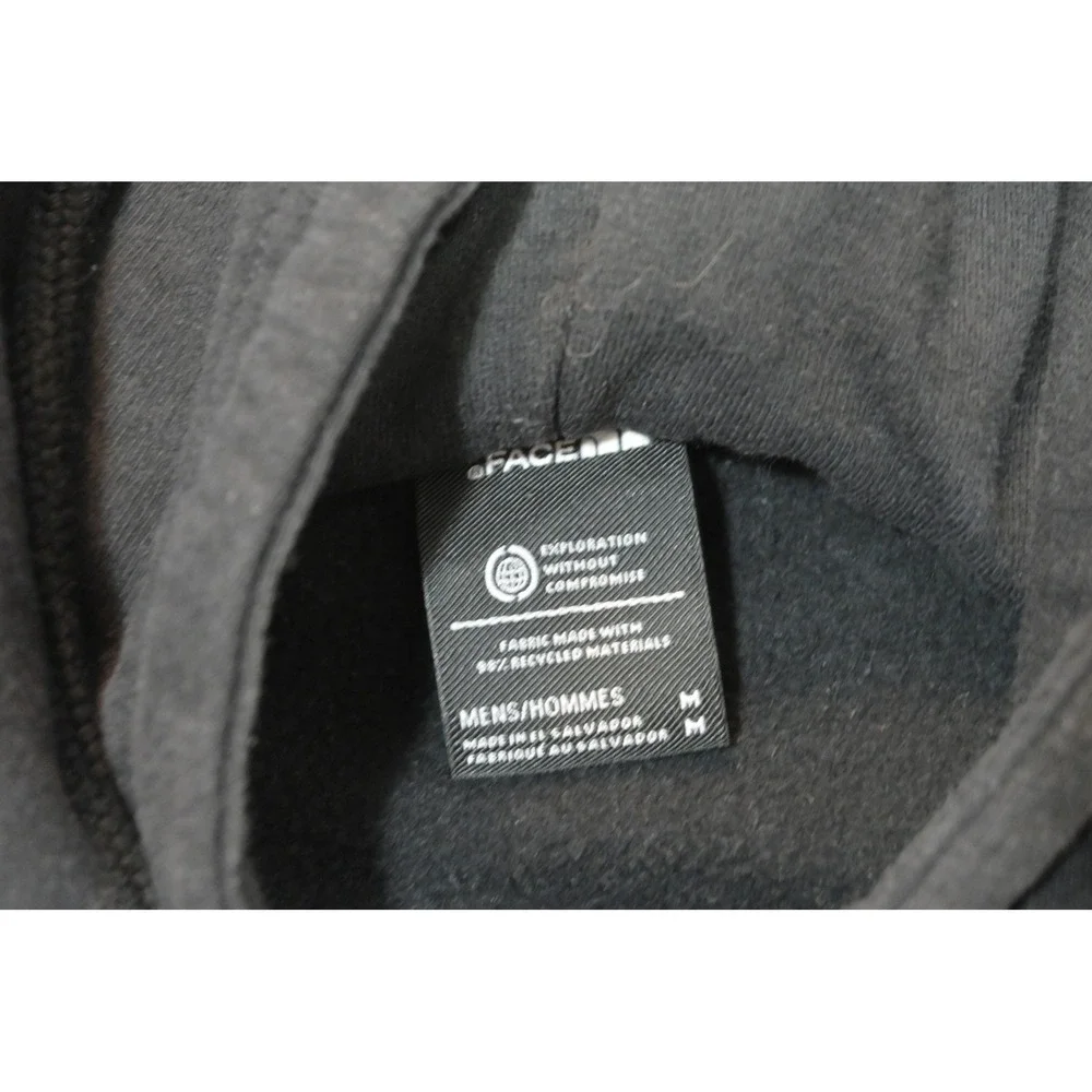 The North Face Hoodie Mens Medium Black Pullover Graphic Logo Fleece Excellent